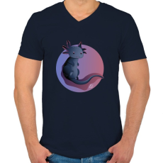 PRINTFASHION Fekete axolotl - Férfi V-nyakú póló - Sötétkék