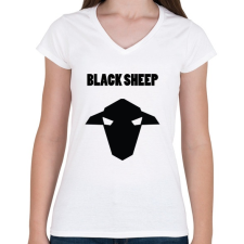 PRINTFASHION fekete bárány - Női V-nyakú póló - Fehér női póló