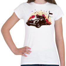 PRINTFASHION Fekete bogár útjelző tábla mellett - Női póló - Fehér női póló