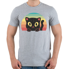 PRINTFASHION Fekete cica - Férfi póló - Sport szürke férfi póló