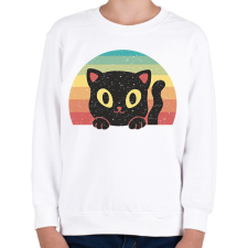 PRINTFASHION Fekete cica - Gyerek pulóver - Fehér gyerek pulóver, kardigán