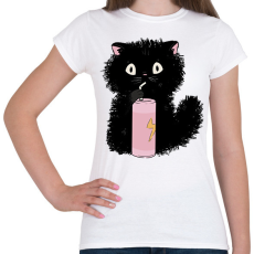 PRINTFASHION Fekete cica - Női póló - Fehér