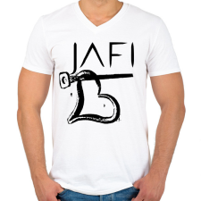 PRINTFASHION fekete jafi sziv szimbólum - Férfi V-nyakú póló - Fehér férfi póló