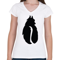 PRINTFASHION fekete kávébabcica - Női V-nyakú póló - Fehér