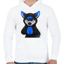 PRINTFASHION Fekete,kék vicces husky vagy farkas - Férfi kapucnis pulóver - Fehér férfi pulóver, kardigán