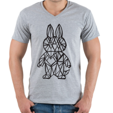 PRINTFASHION Fekete Labubu - Férfi V-nyakú póló - Sport szürke férfi póló