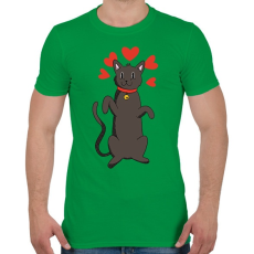 PRINTFASHION Fekete macska - Férfi póló - Zöld