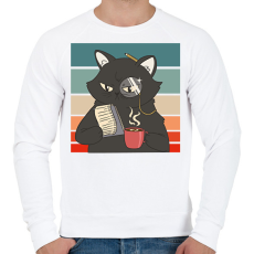 PRINTFASHION Fekete macska - Férfi pulóver - Fehér