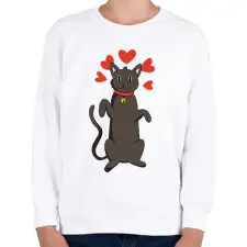 PRINTFASHION Fekete macska - Gyerek pulóver - Fehér gyerek pulóver, kardigán