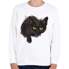 PRINTFASHION Fekete macska - Gyerek pulóver - Fehér