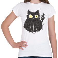 PRINTFASHION Fekete macska - Női póló - Fehér női póló