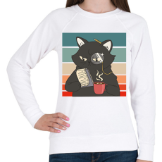 PRINTFASHION Fekete macska - Női pulóver - Fehér