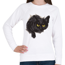 PRINTFASHION Fekete macska - Női pulóver - Fehér női pulóver, kardigán