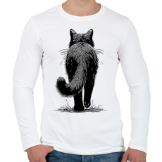 PRINTFASHION Fekete macska rajz - Férfi hosszú ujjú póló - Fehér