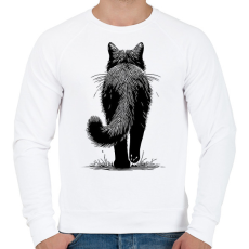 PRINTFASHION Fekete macska rajz - Férfi pulóver - Fehér
