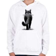 PRINTFASHION Fekete macska rajz - Gyerek kapucnis pulóver - Fehér gyerek pulóver, kardigán