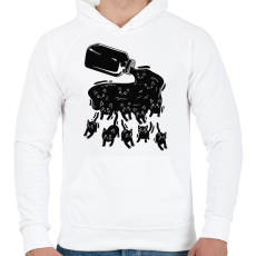 PRINTFASHION Fekete macskák - Férfi kapucnis pulóver - Fehér