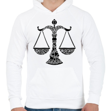 PRINTFASHION Fekete Mérleg horoszkóp - Férfi kapucnis pulóver - Fehér férfi pulóver, kardigán