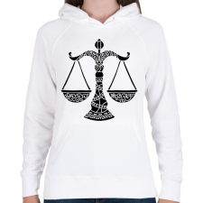 PRINTFASHION Fekete Mérleg horoszkóp - Női kapucnis pulóver - Fehér női pulóver, kardigán