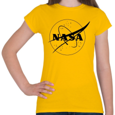 PRINTFASHION Fekete Nasa logo - Női póló - Sárga