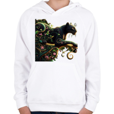 PRINTFASHION Fekete párduc2 - Gyerek kapucnis pulóver - Fehér gyerek pulóver, kardigán