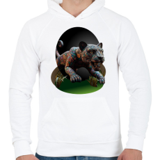 PRINTFASHION Fekete párduc - Férfi kapucnis pulóver - Fehér