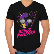PRINTFASHION Fekete párduc - Férfi V-nyakú póló - Fekete