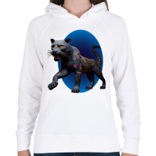 PRINTFASHION Fekete párduc - Női kapucnis pulóver - Fehér női pulóver, kardigán