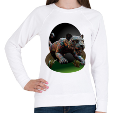 PRINTFASHION Fekete párduc - Női pulóver - Fehér