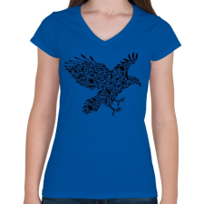 PRINTFASHION Fekete sas - Női V-nyakú póló - Királykék női póló