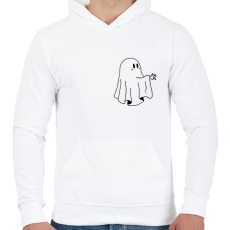 PRINTFASHION Fekete szellem - Férfi kapucnis pulóver - Fehér