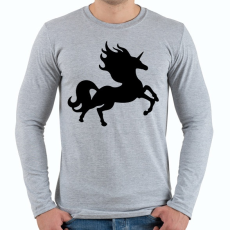 PRINTFASHION Fekete unikornis - Férfi hosszú ujjú póló - Sport szürke