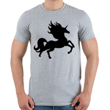 PRINTFASHION Fekete unikornis - Férfi póló - Sport szürke férfi póló