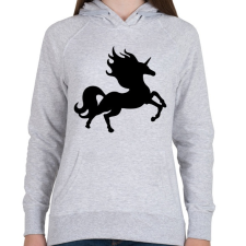 PRINTFASHION Fekete unikornis - Női kapucnis pulóver - Sport szürke női pulóver, kardigán