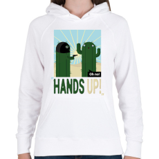 PRINTFASHION Fel a kezekkel! - Kaktusz - Női kapucnis pulóver - Fehér