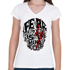 PRINTFASHION Félelem - Női V-nyakú póló - Fehér