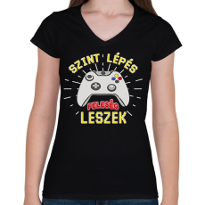 PRINTFASHION Feleség leszek - Női V-nyakú póló - Fekete