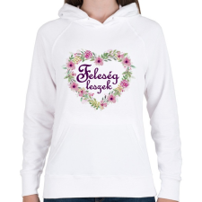 PRINTFASHION Feleség leszek (virágos szív) - Női kapucnis pulóver - Fehér női pulóver, kardigán