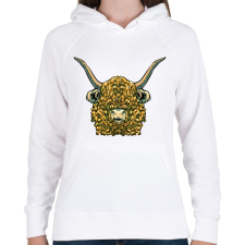 PRINTFASHION Felföldi marha - Női kapucnis pulóver - Fehér női pulóver, kardigán