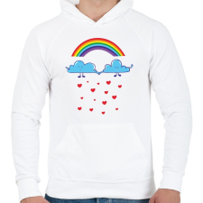 PRINTFASHION Felhőcskék - Férfi kapucnis pulóver - Fehér férfi pulóver, kardigán