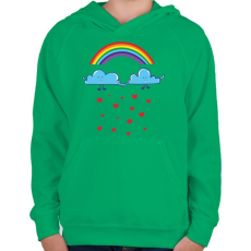 PRINTFASHION Felhőcskék - Gyerek kapucnis pulóver - Zöld