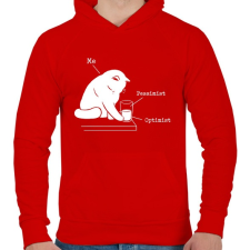 PRINTFASHION Félig üres vagy félig tele? - Férfi kapucnis pulóver - Piros férfi pulóver, kardigán