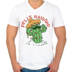 PRINTFASHION Feliz Navidad - Férfi V-nyakú póló - Fehér