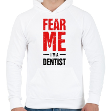 PRINTFASHION Félj tőlem, én vagyok a fogorvos 2 - Férfi kapucnis pulóver - Fehér férfi pulóver, kardigán