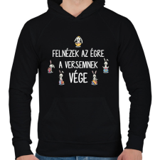 PRINTFASHION Felnézek az égre - Férfi kapucnis pulóver - Fekete férfi pulóver, kardigán