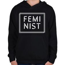 PRINTFASHION Feminist (white) - Gyerek kapucnis pulóver - Fekete gyerek pulóver, kardigán