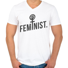 PRINTFASHION Feminista - Férfi V-nyakú póló - Fehér