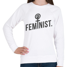 PRINTFASHION Feminista - Női pulóver - Fehér női pulóver, kardigán