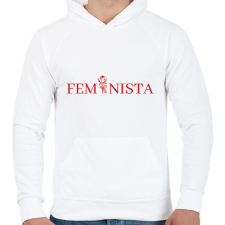 PRINTFASHION Feminista rózsával - Férfi kapucnis pulóver - Fehér női pulóver, kardigán