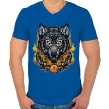 PRINTFASHION FENRIR - Férfi V-nyakú póló - Királykék férfi póló